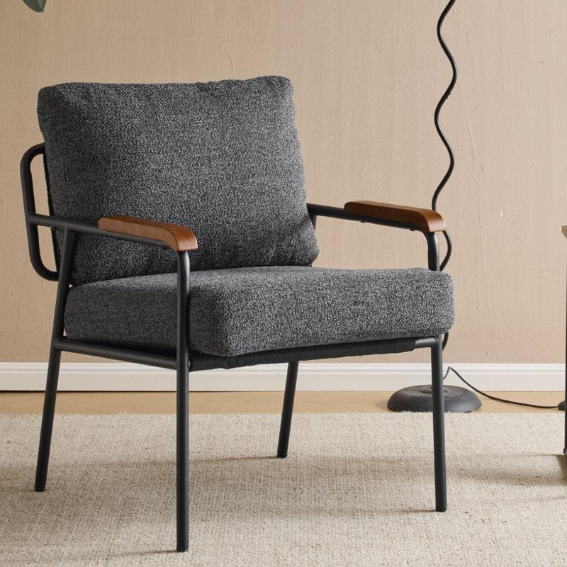 Siyah Demir Ayaklı Keten Kumaş Modern Tekli Koltuk - 202646