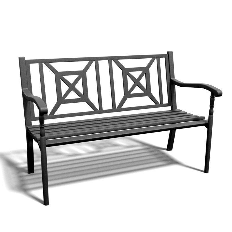 Siyah Demir Paslanmaya Dayanıklı Ergonomik Sırtlıklı Bahçe Bankı - 129 cm - 172477