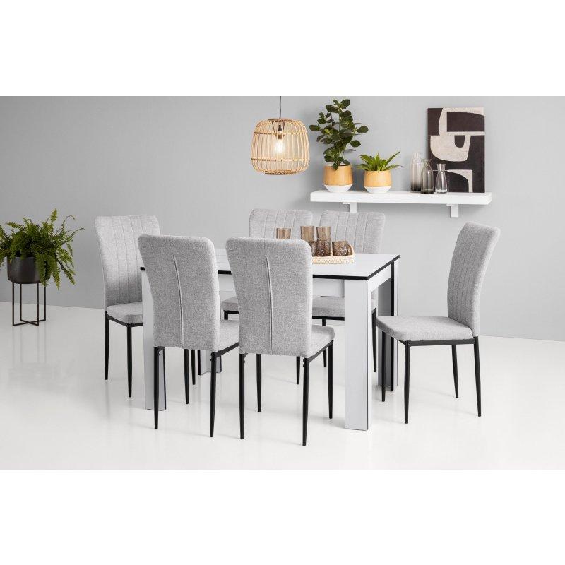 Siyah Detaylı Beyaz Mat Dikdörtgen Bohem Yemek Masası - 120x80 cm - 235624