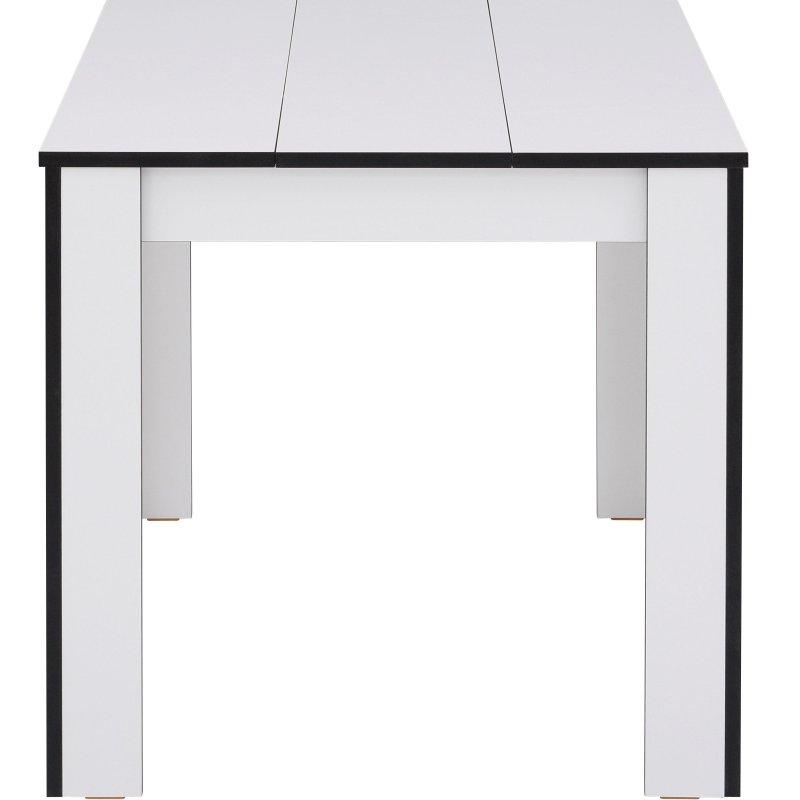 Siyah Detaylı Beyaz Mat Dikdörtgen Bohem Yemek Masası - 120x80 cm - 235624