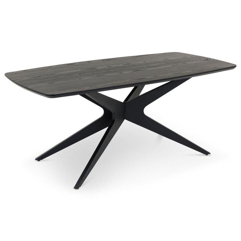 Siyah Dişbudak Kaplama MDF Danimarka Oval Örümcek Ayaklı Bohem Yemek Masası - 180x90 cm - 236563