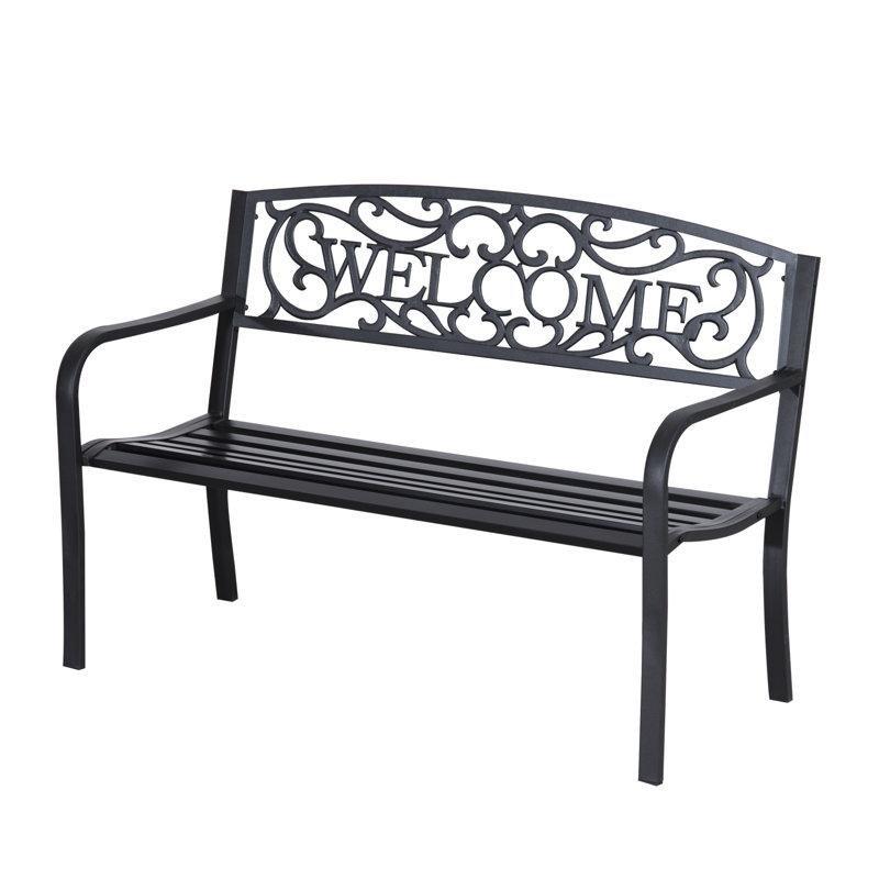 Siyah Dökme Demir Sarmaşık Desenli Bahçe Bankı - 127 cm - 171960