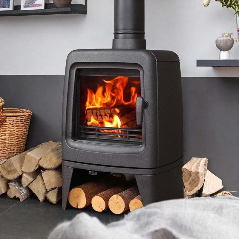 Siyah Döküm Demir Ayaklı Odunlu Şömine Soba - 43x35x65 cm - 189366