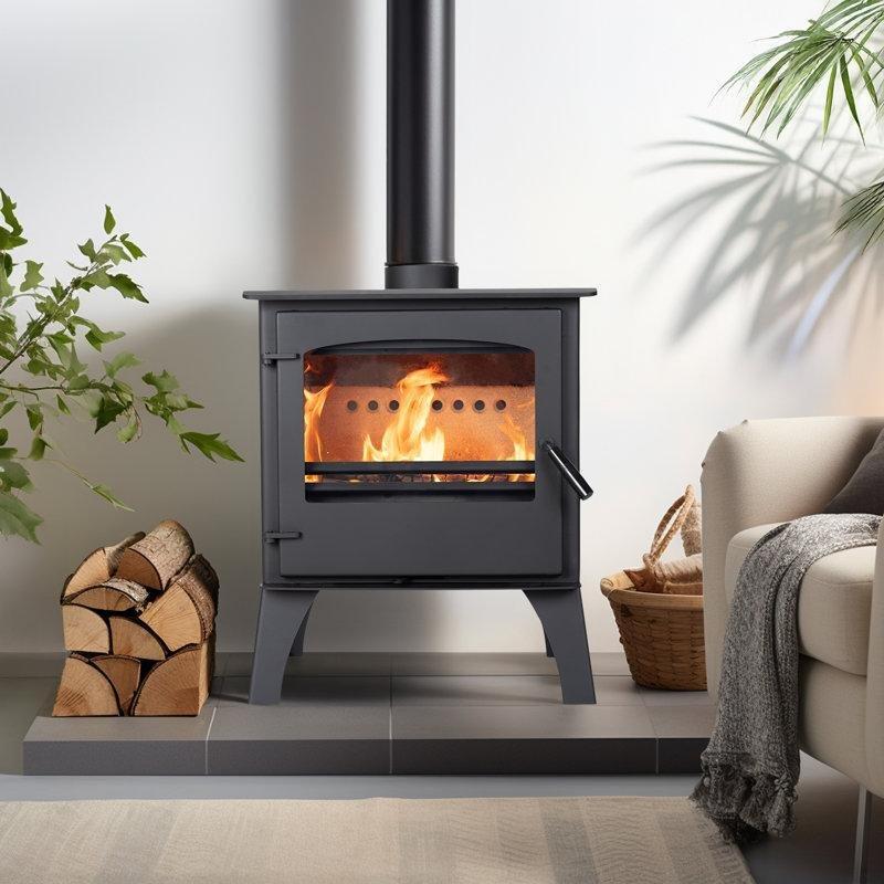 Siyah Döküm Demir Camlı Odunlu Şömine Soba - 189291