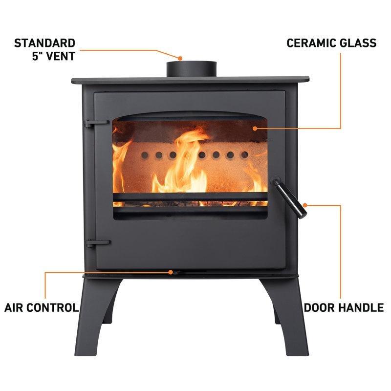 Siyah Döküm Demir Camlı Odunlu Şömine Soba - 189291