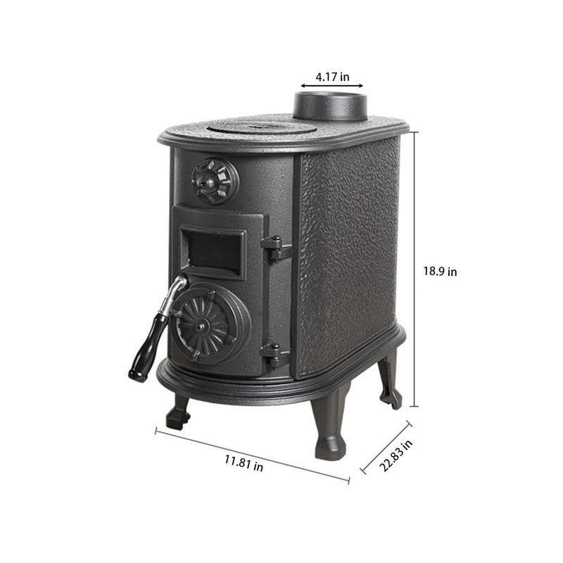 Siyah Döküm Demir Fırınlı Mini Şömine Soba - 30x58x49 cm - 189142