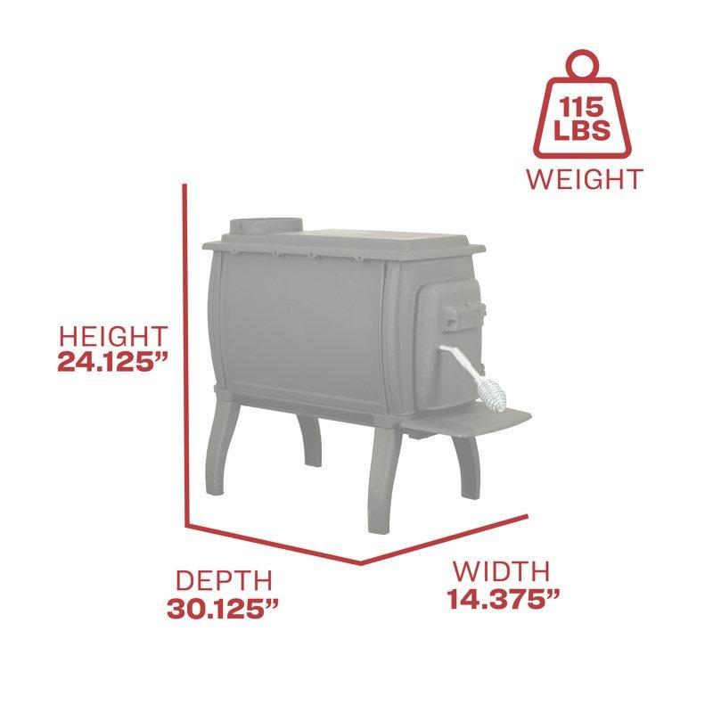 Siyah Döküm Demir Pişirme Yüzeyli Şömine Soba - 37x77x62 cm - 188815
