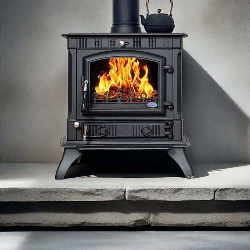 Siyah Döküm Pişirme Özellikli Üstten Bacalı Şömine Soba - 68x48x71 cm - 189015