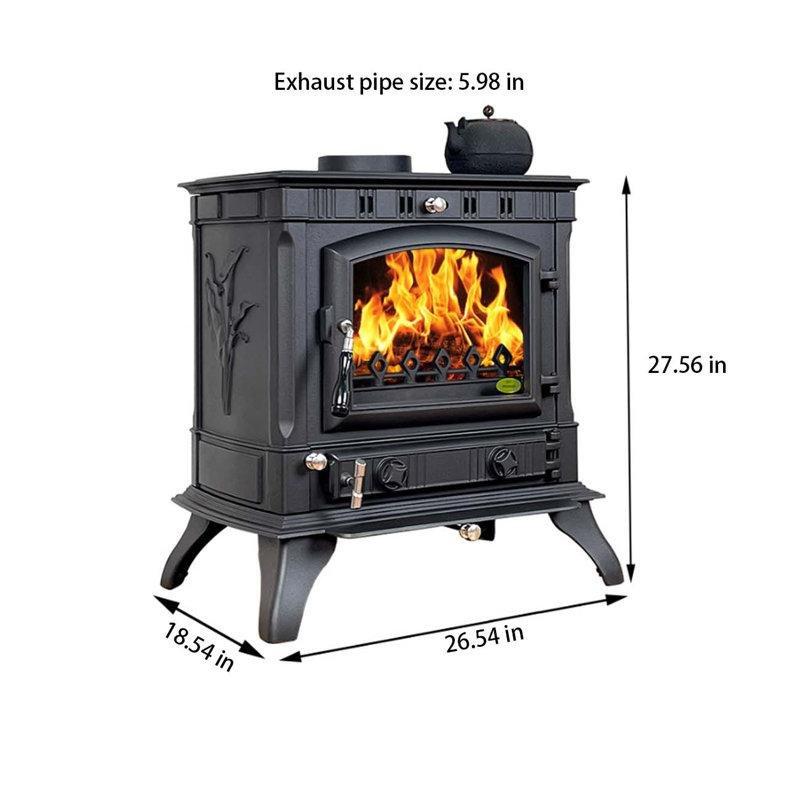 Siyah Döküm Pişirme Özellikli Üstten Bacalı Şömine Soba - 68x48x71 cm - 189015