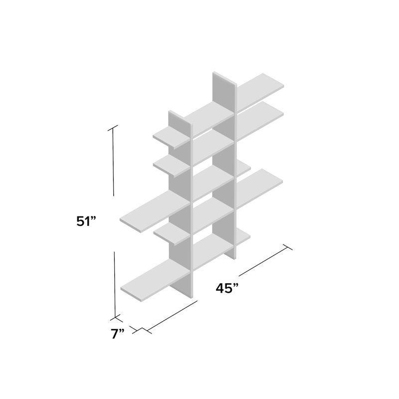 Siyah Endüstriyel Ahşap 5 Raflı Geometrik Duvar Rafı - 115x130 cm - 179461