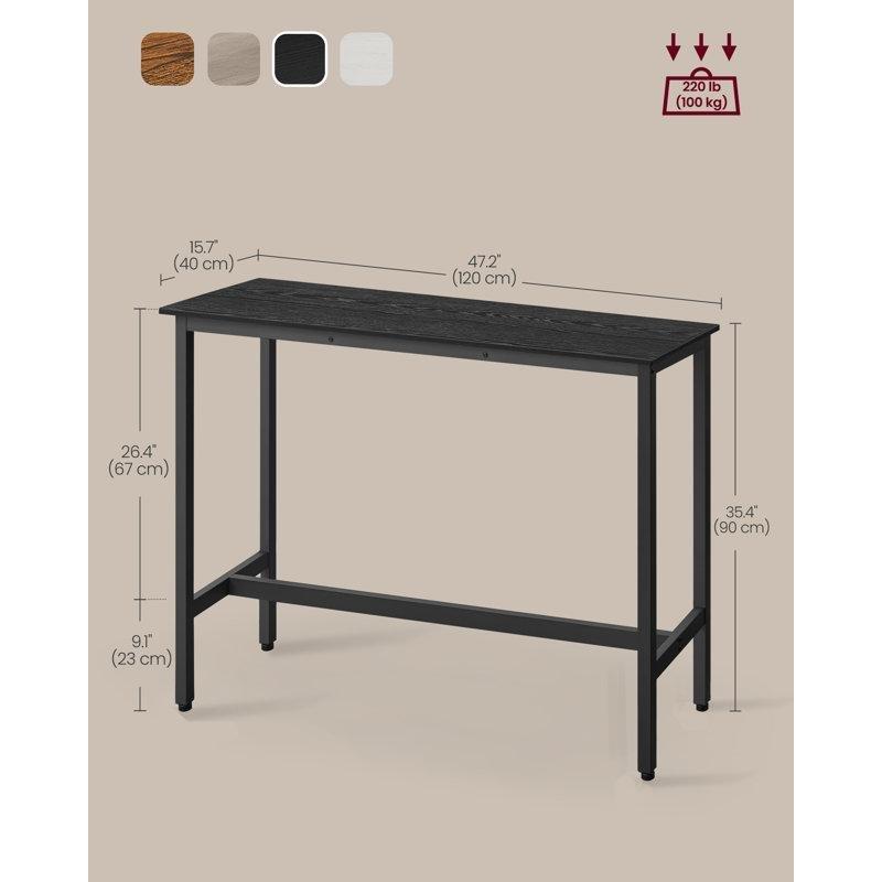 Siyah Endüstriyel Ahşap ve Çelik Dikdörtgen Bar Masası - 120x40 cm - 231388