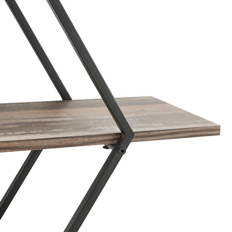 Siyah Eskitme Endüstriyel Ahşap 3 Katlı Elmas Tasarım Duvar Rafı - 81x81 cm - 180540