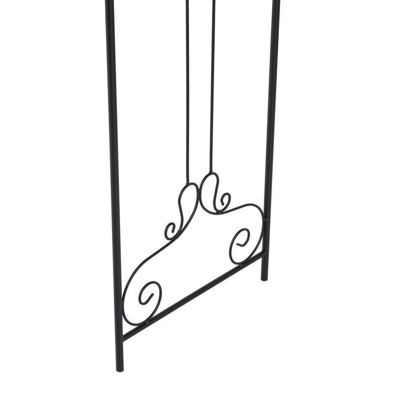 Siyah Ferforje Eskitme Patinalı Kıvrımlı Desenli Bahçe Kemeri - 242x112 cm - 178871