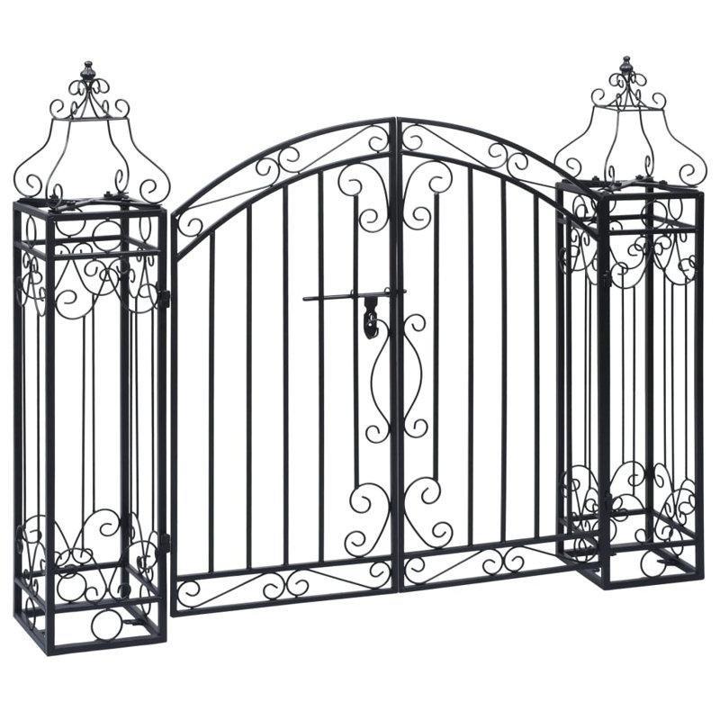 Siyah Ferforje Kemerli Bahçe Kapısı - 122x206 cm - 172621