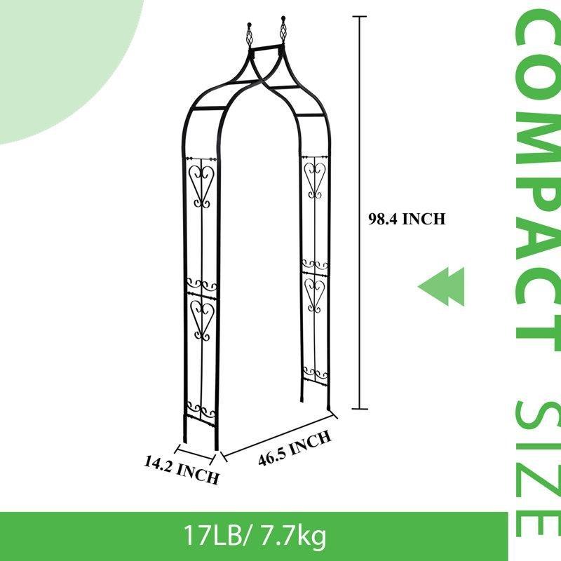Siyah Ferforje Sarmaşık Destekli Bahçe Kemeri - 250x119 cm - 178758