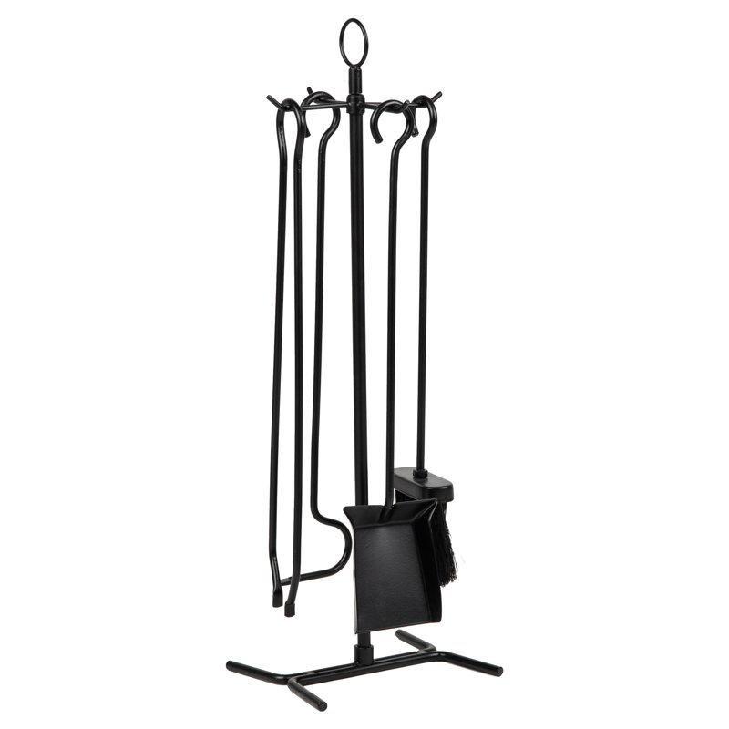 Siyah Ferforje Standlı 4 Parça Şömine Maşa Takımı - 67 cm - 188257