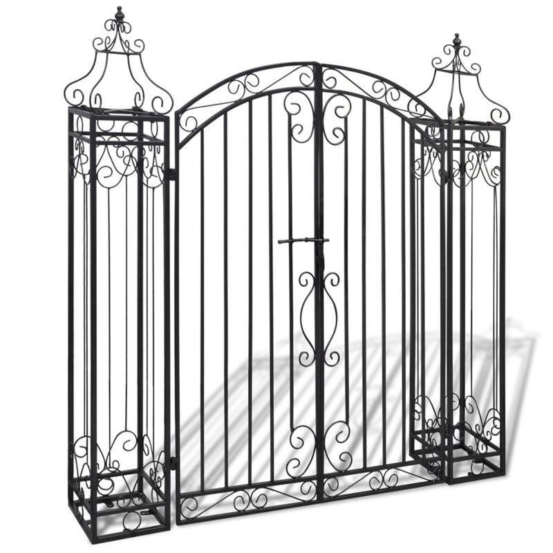 Siyah Ferforje Süslemeli Bahçe Kapısı - 122x135 cm - 172825