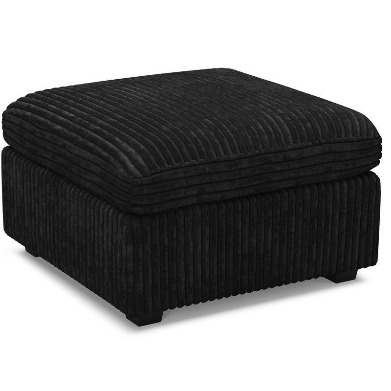 Siyah Fitilli Kadife Kumaş Modüler Sandıklı Puf - 76x76 cm - 165151