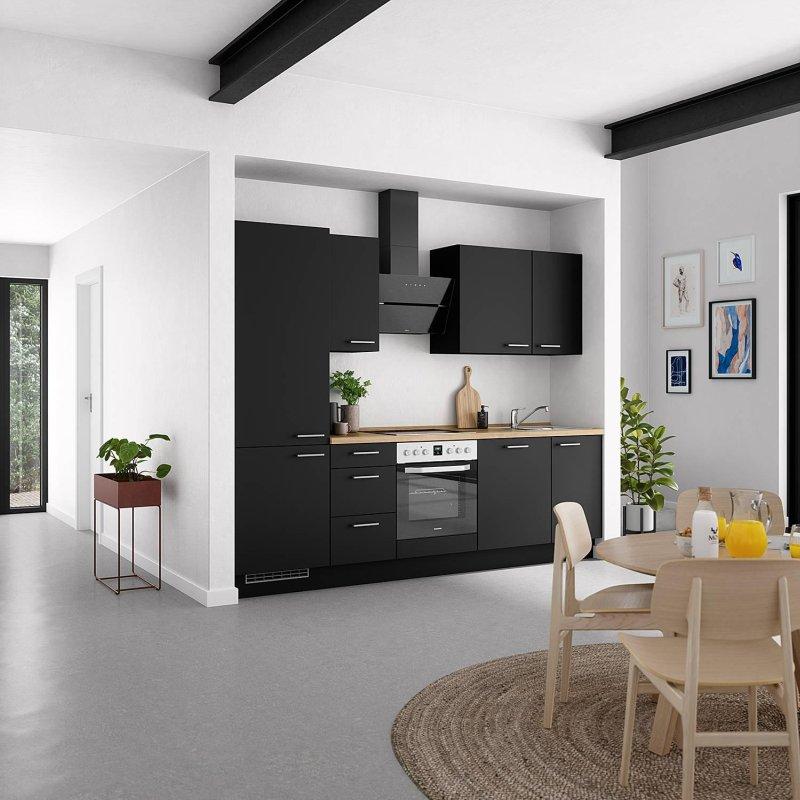 Siyah Folyo Kaplı Metal Kulplu Yavaşlatıcılı Mutfak Modeli - 270 cm - 185396