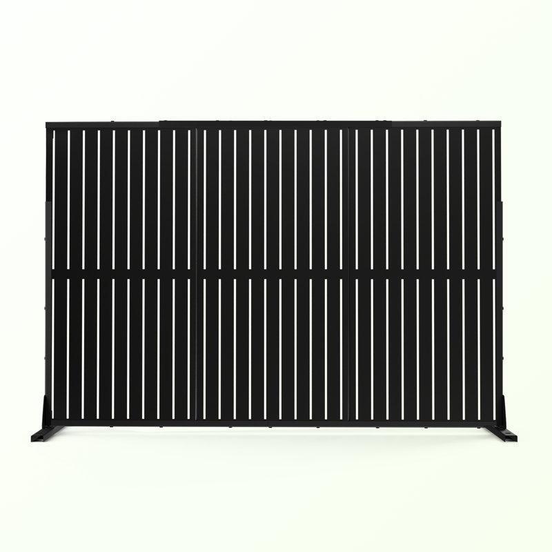 Siyah Galvanizli Çelik Ayaklı Dekoratif Bahçe Paravanı - 183x120 cm - 173225