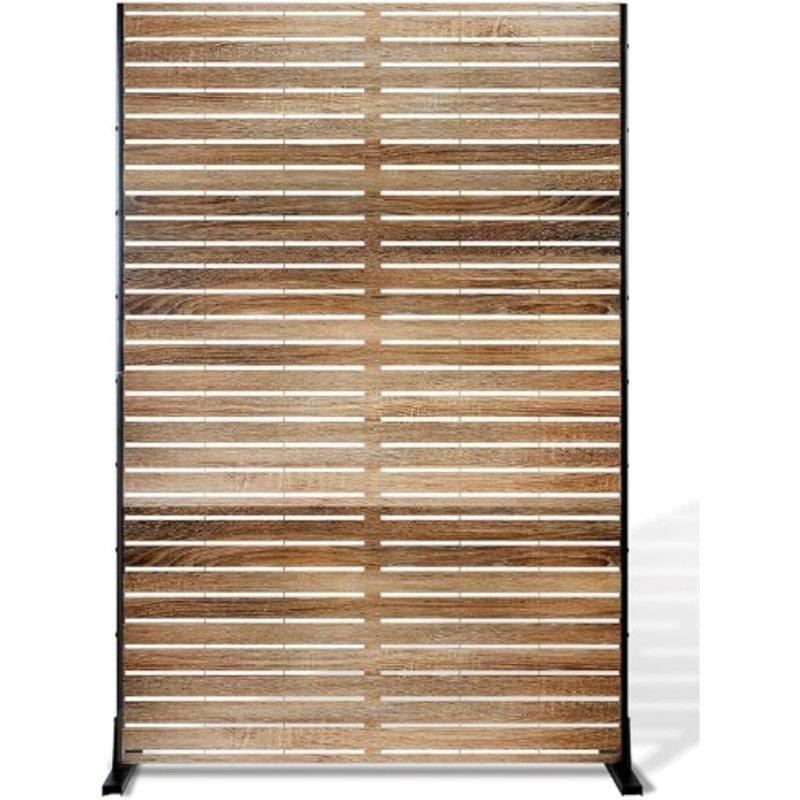 Siyah Galvanizli Çelik Bağımsız Yatay Lamelli Bahçe Paravanı - 183x120 cm - 172952