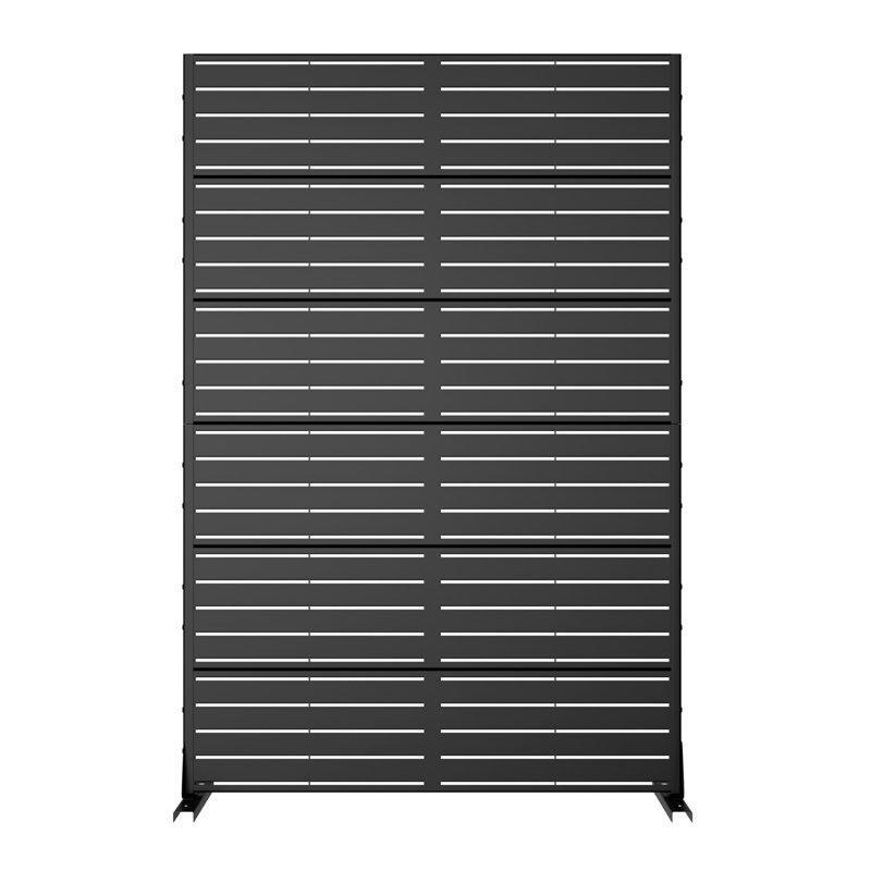 Siyah Galvanizli Çelik Dekoratif Desenli Ayaklı Bahçe Paravanı - 183x120 cm - 173140