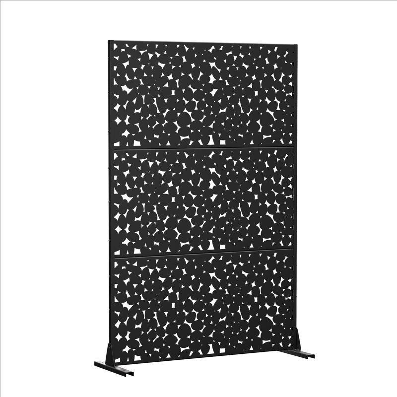 Siyah Galvanizli Çelik Dekoratif Mahremiyet Sağlayan Bahçe Paravanı - 183x120 cm - 173099