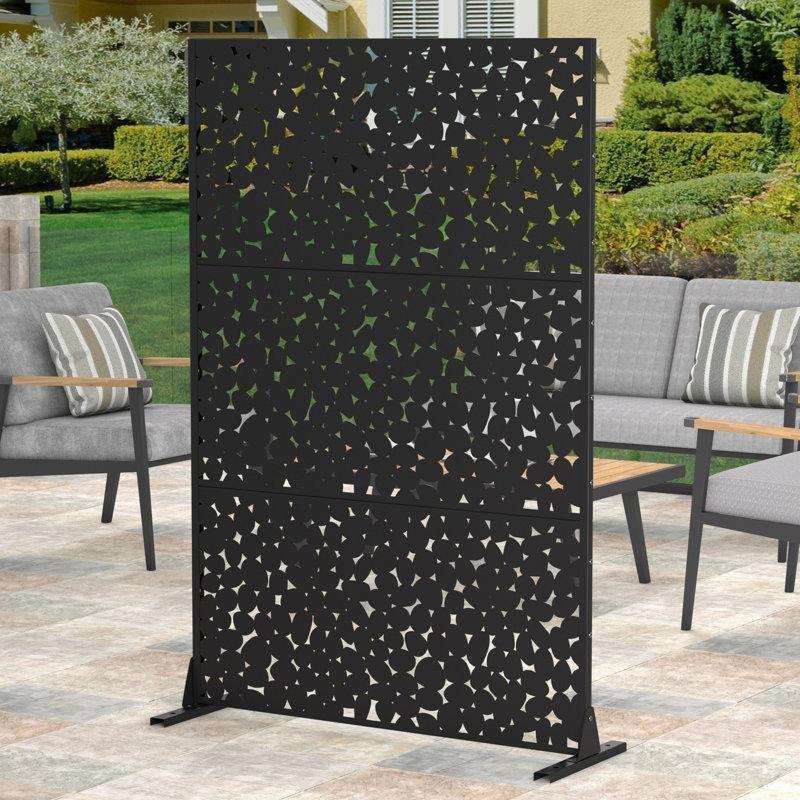 Siyah Galvanizli Çelik Dekoratif Mahremiyet Sağlayan Bahçe Paravanı - 183x120 cm - 173099