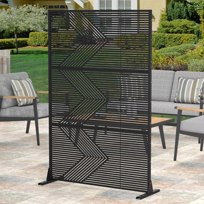 Siyah Galvanizli Çelik Hava Koşullarına Dayanıklı Mahremiyet Bahçe Paravanı - 183x120 cm - 172912