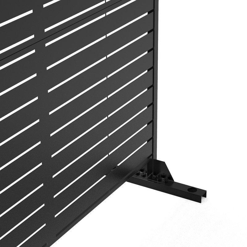 Siyah Galvanizli Çelik Lazer Kesim Çizgili Desenli 2li Set Bahçe Paravanı - 191x120 cm - 172884