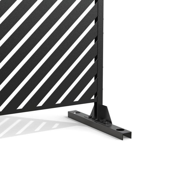 Siyah Galvanizli Çelik Lazer Kesim Çizgili Desenli Bahçe Paravanı - 190x120 cm - 172807