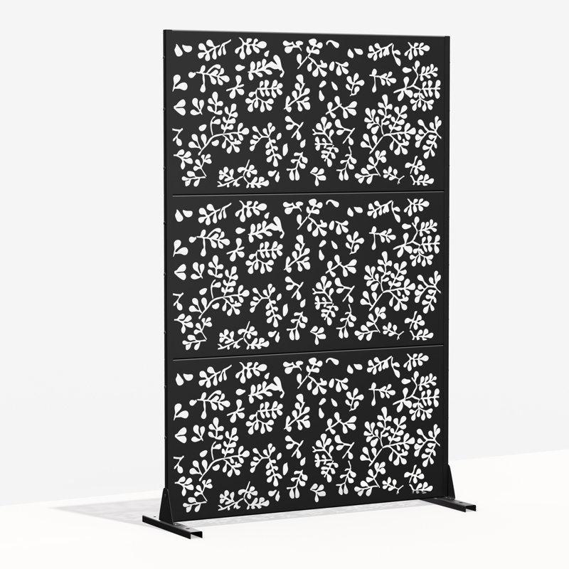 Siyah Galvanizli Çelik Lazer Kesim Dış Mekan Paravan - 183x120 cm - 184180