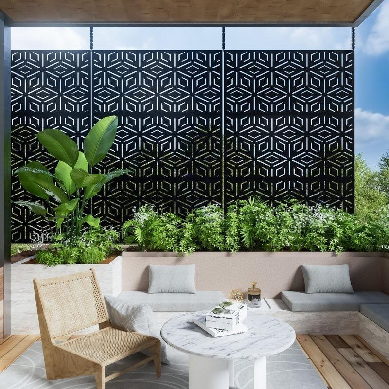 Siyah Galvanizli Çelik Paslanmaz Bahçe Paravanı - 183x120 cm - 172975