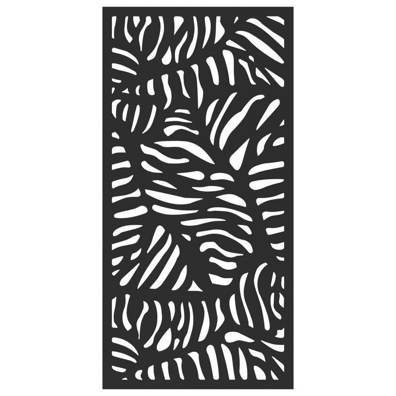 Siyah Geri Dönüştürülmüş Plastik Palmiye Desenli UV Korumalı Bahçe Paravanı - 183x92 cm - 172905