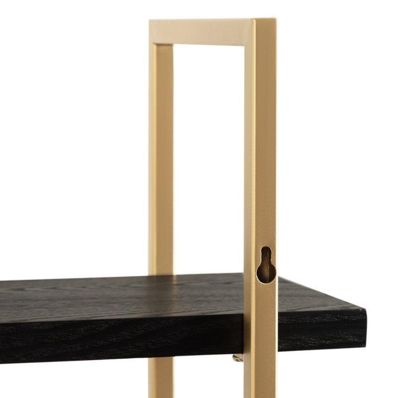 Siyah Gold Masif Ahşap 3 Raflı Duvar Rafı - 77x51 cm - 180156