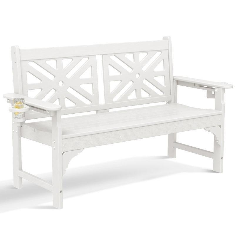Siyah HDPE Bardaklıklı Hava Koşullarına Dayanıklı Bahçe Bankı - 131 cm - 172387