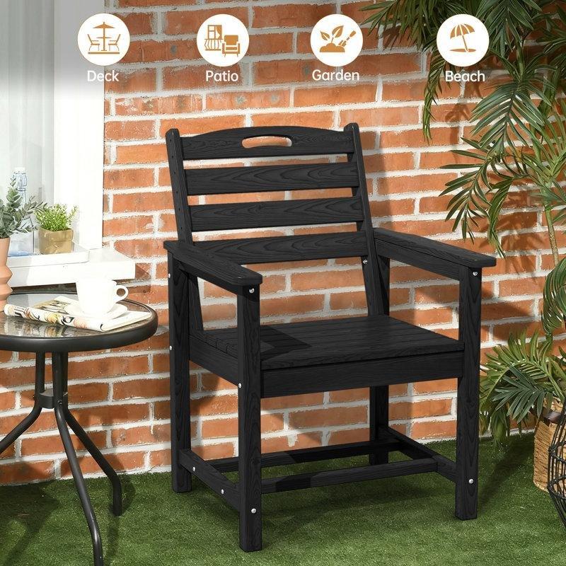 Siyah HDPE Şemsiye Delikli 6 Kişilik Bahçe Masa Takımı - 216867