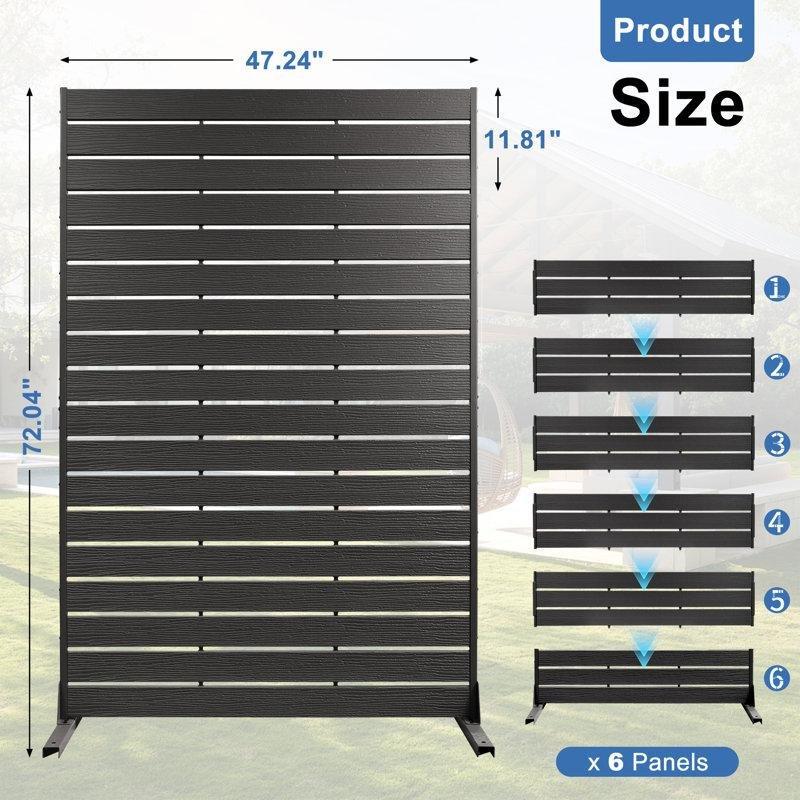 Siyah HDPE ve Metal Ayaklı 3lü Set Bahçe Paravanı - 183x120 cm - 173092