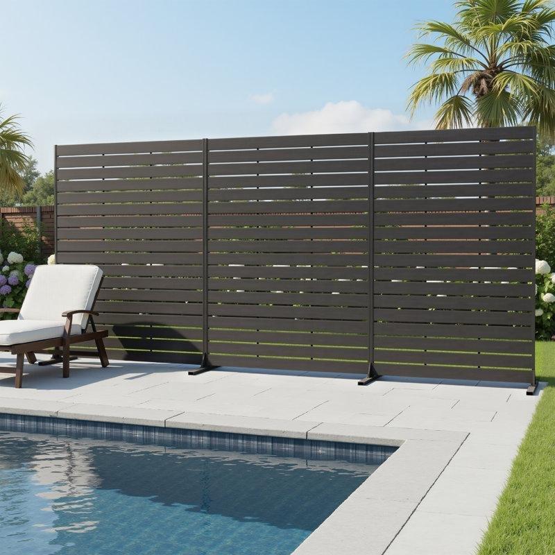 Siyah HDPE ve Metal Ayaklı 3lü Set Bahçe Paravanı - 183x120 cm - 173092