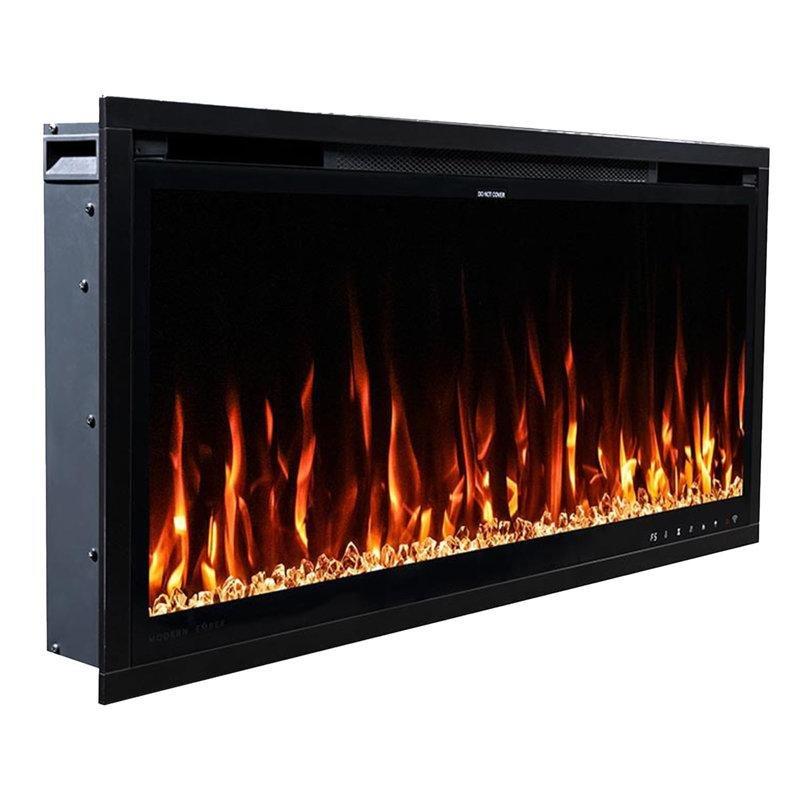 Siyah İnce Tasarım Duvara Monte ve Gömme Wi-Fi Uyumlu Elektrikli Şömine - 183 cm - 184588