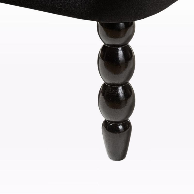 Siyah Kadife Kapitoneli Chester İkili Koltuk - 120 cm - 205718