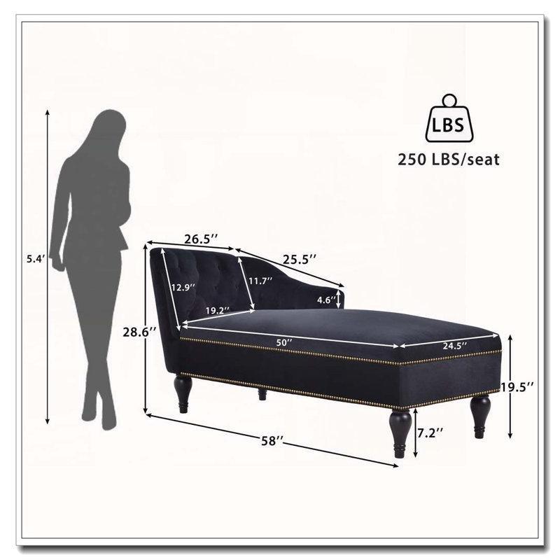 Siyah Kadife Kapitoneli Metal Zımba Detaylı Masif Ahşap Ayaklı Josephine Koltuk - 148 cm - 189706