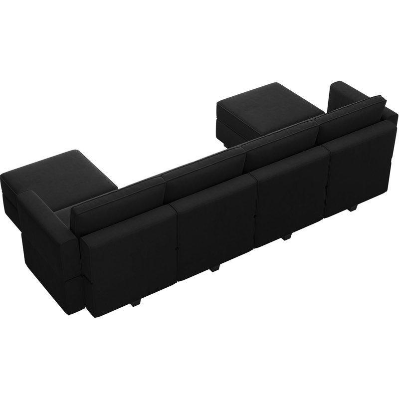 Siyah Kadife Sandıklı Modüler U Köşe Koltuk Takımı - 296x148 cm - 193471
