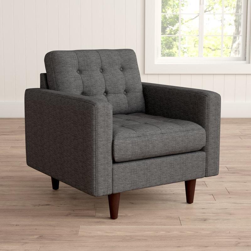 Siyah Kauçuk Ağacı Ayaklı Masif Ahşap Kapitoneli Tekli Koltuk - 204158