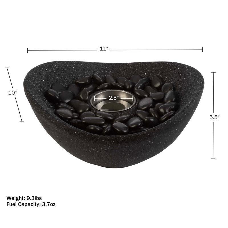 Siyah Magnezyum Oksit ve Çelik Taşınabilir Dumansız Bioethanol Şömine - 28x26 cm - 188058