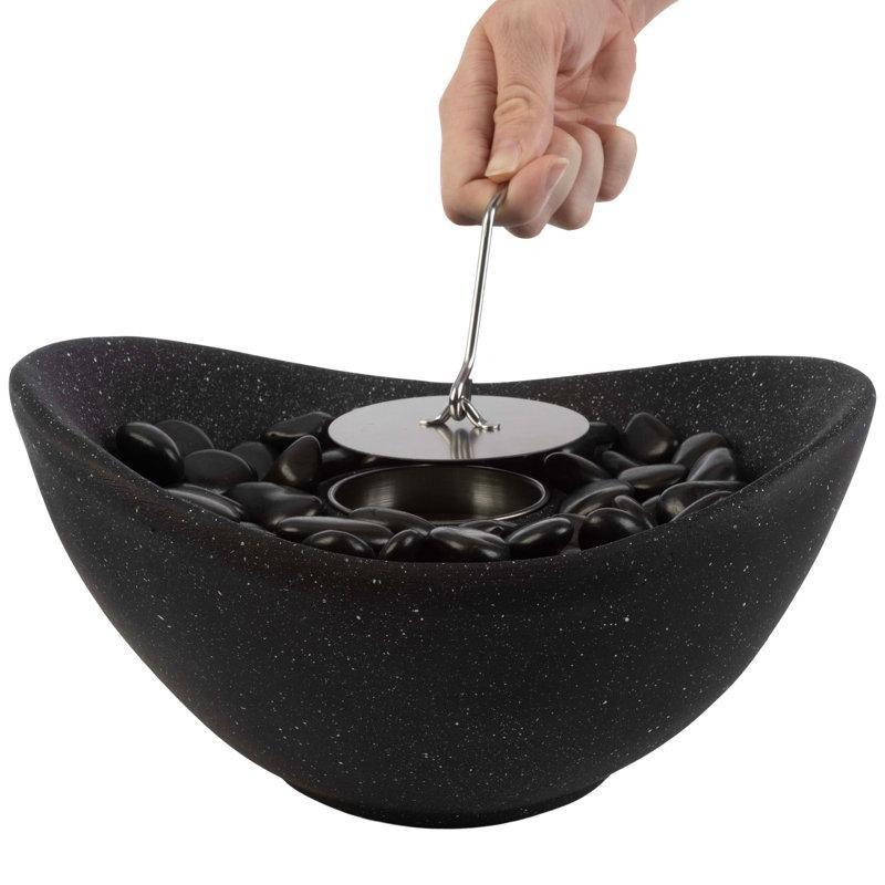 Siyah Magnezyum Oksit ve Çelik Taşınabilir Dumansız Bioethanol Şömine - 28x26 cm - 188058
