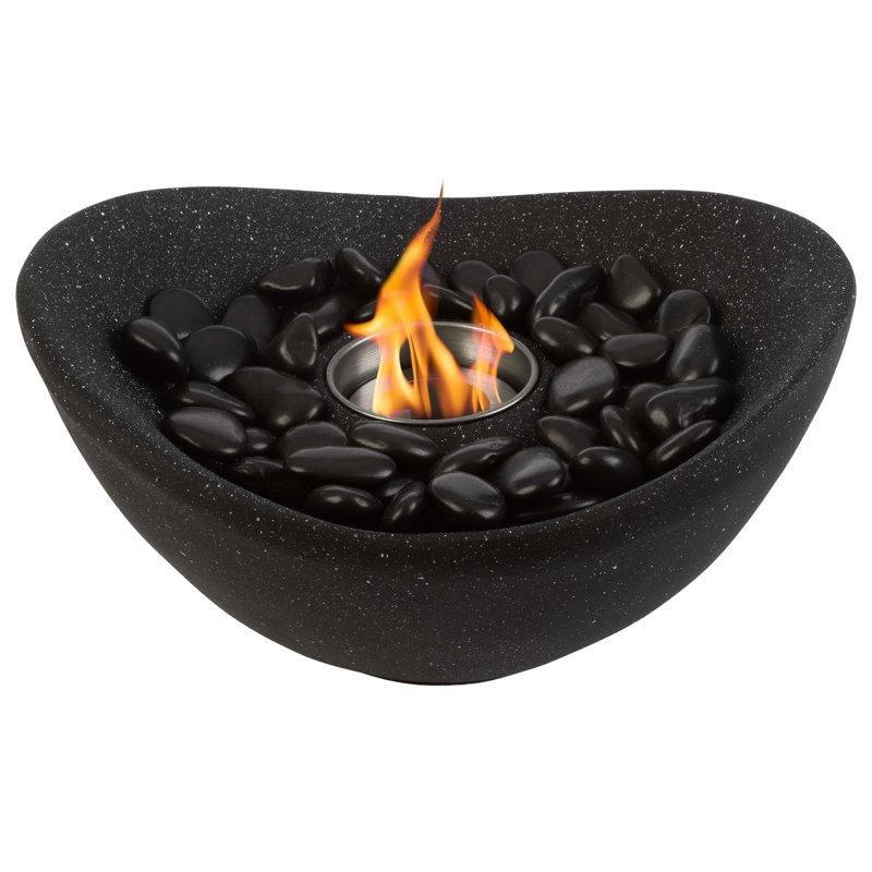 Siyah Magnezyum Oksit ve Çelik Taşınabilir Dumansız Bioethanol Şömine - 28x26 cm - 188058
