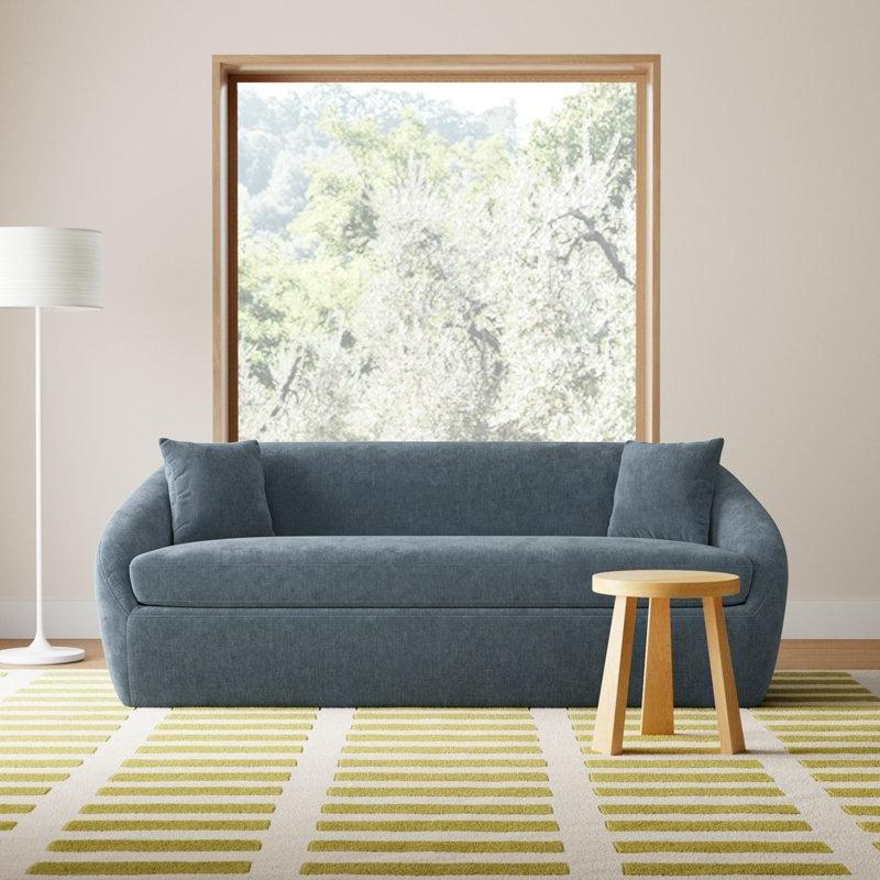 Siyah Masif Ahşap Ayaklı Polyester Kumaş 3 Kişilik Koltuk - 206 cm - 196076