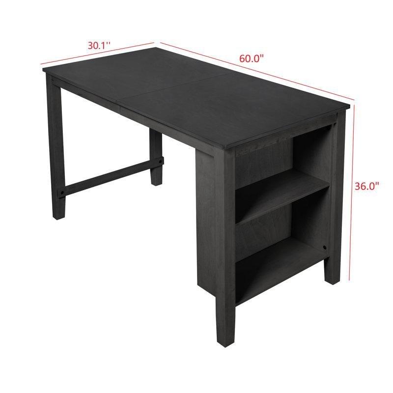 Siyah Masif Ahşap Dört Kişilik Kumaş Döşemeli Bar Masası Seti - 153x77 cm - 231774