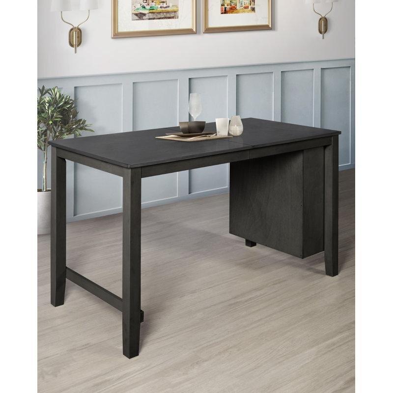 Siyah Masif Ahşap Dört Kişilik Kumaş Döşemeli Bar Masası Seti - 153x77 cm - 231774
